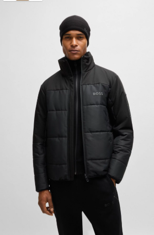 Water-repellent puffer jacket with logo print